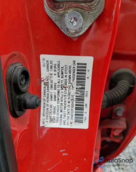 2016 Honda Civic Lx z USA, uszkodzony, nr VIN 2HGFC2F55GH526700